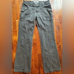 Lady Enyce Black Gray Jeans Women’s 32 Vintage Retro Wide Leg Pockets Zippers